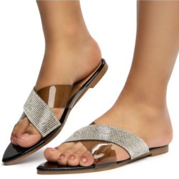 Rhinestone Slide Sandals size 7 - Picture 2 of 6